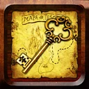 101 Room Escape Game - Mystery app icon, an old key on a treasure map