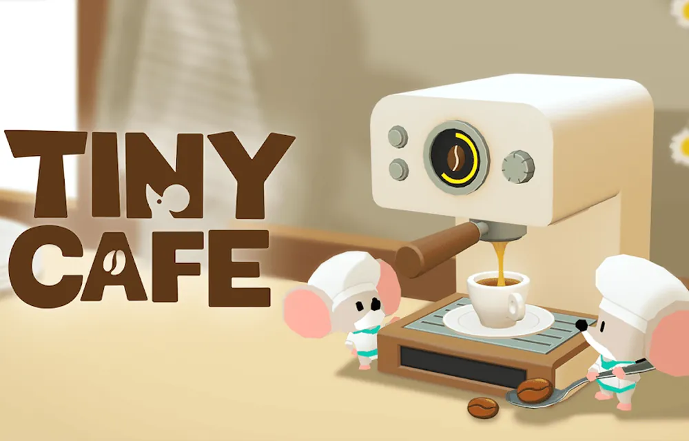 Tiny Cafe : Cooking Game screenshot: mice preparing coffee behind the counter of a small cafe